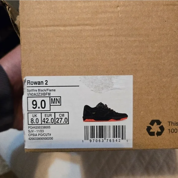 Vans Rowan 2 Skate Men Size 7 Spitfire Pro Impactwaffle Black and Orange 112025 - Picture 11 of 12